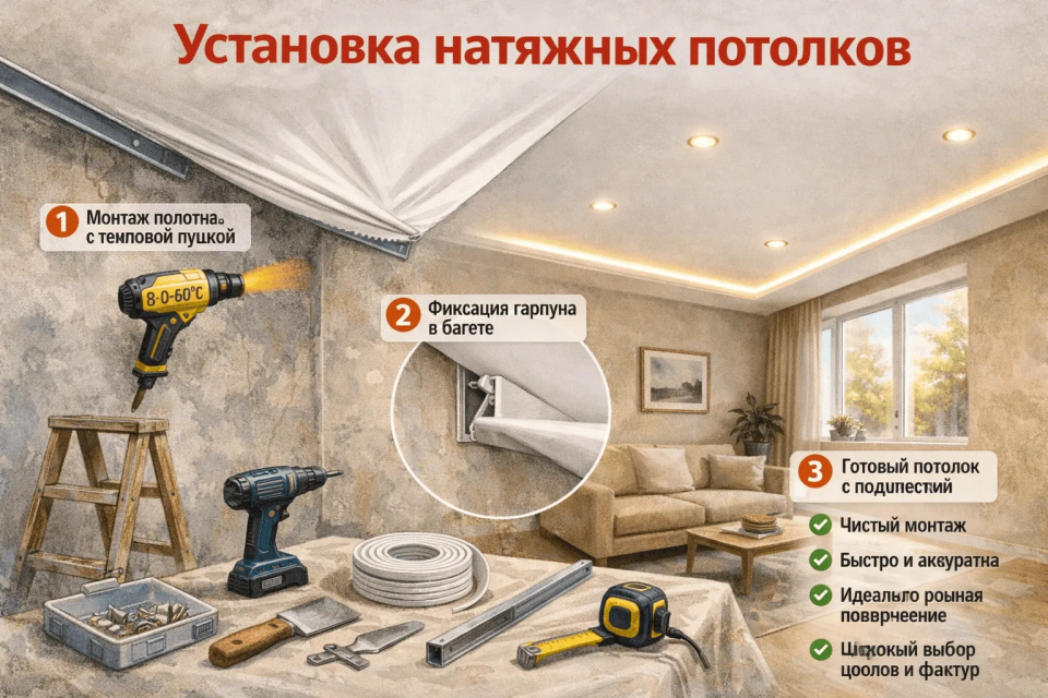 Установка натяжных потолков potolki-vsem.ru