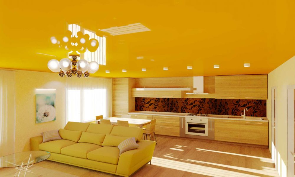 Желтый потолок натяжной Потолки Всем