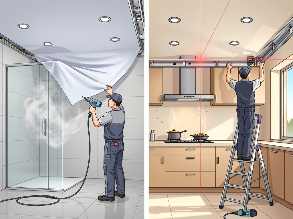 Натяжной потолок в ванной и на кухне: 7 нюансов, чтобы не пожалеть через год Potolki-Vsem