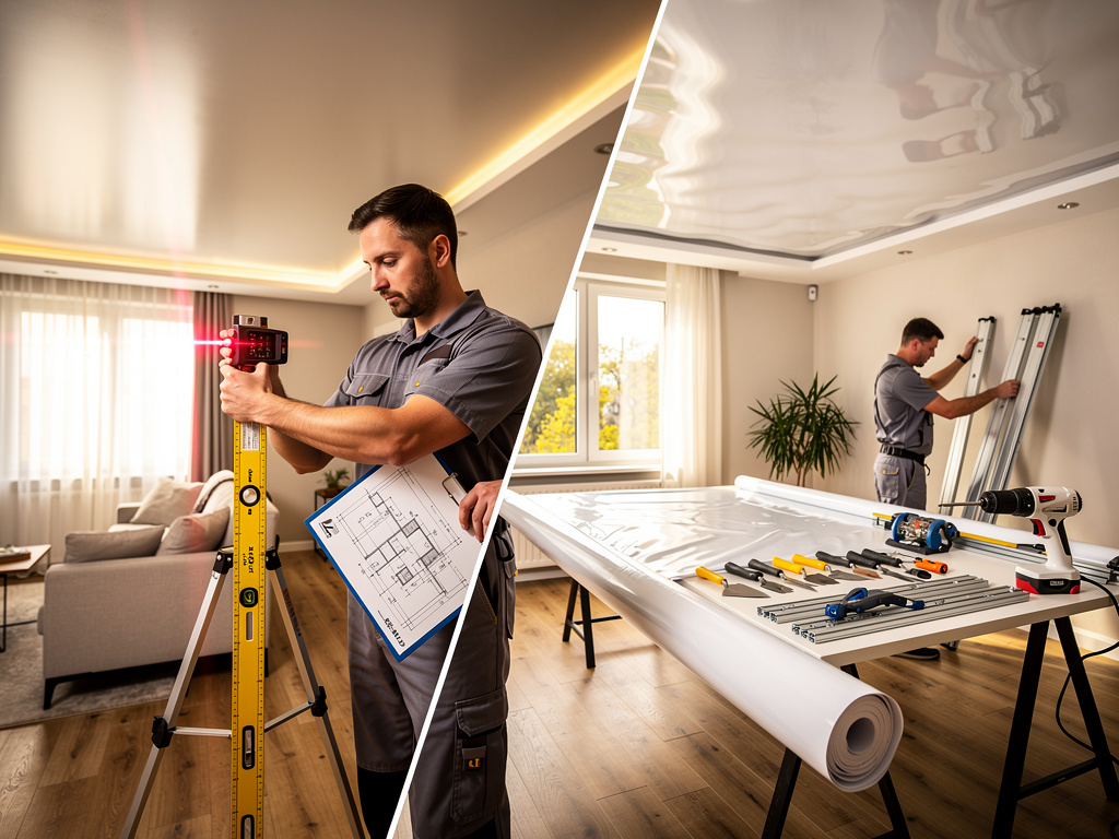 Замер натяжного потолка: почему мастер-технолог важнее монтажников — без волн и доплат Potolki-Vsem