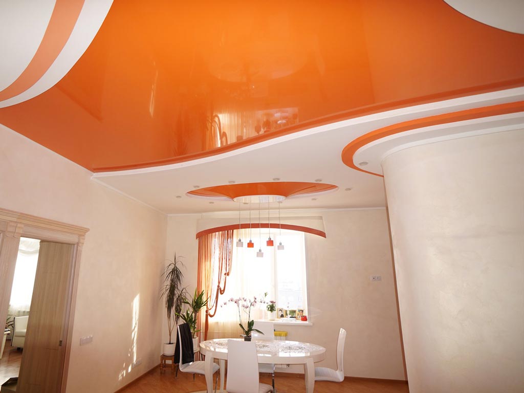 Оранжевые натяжные потолки Потолки Всем